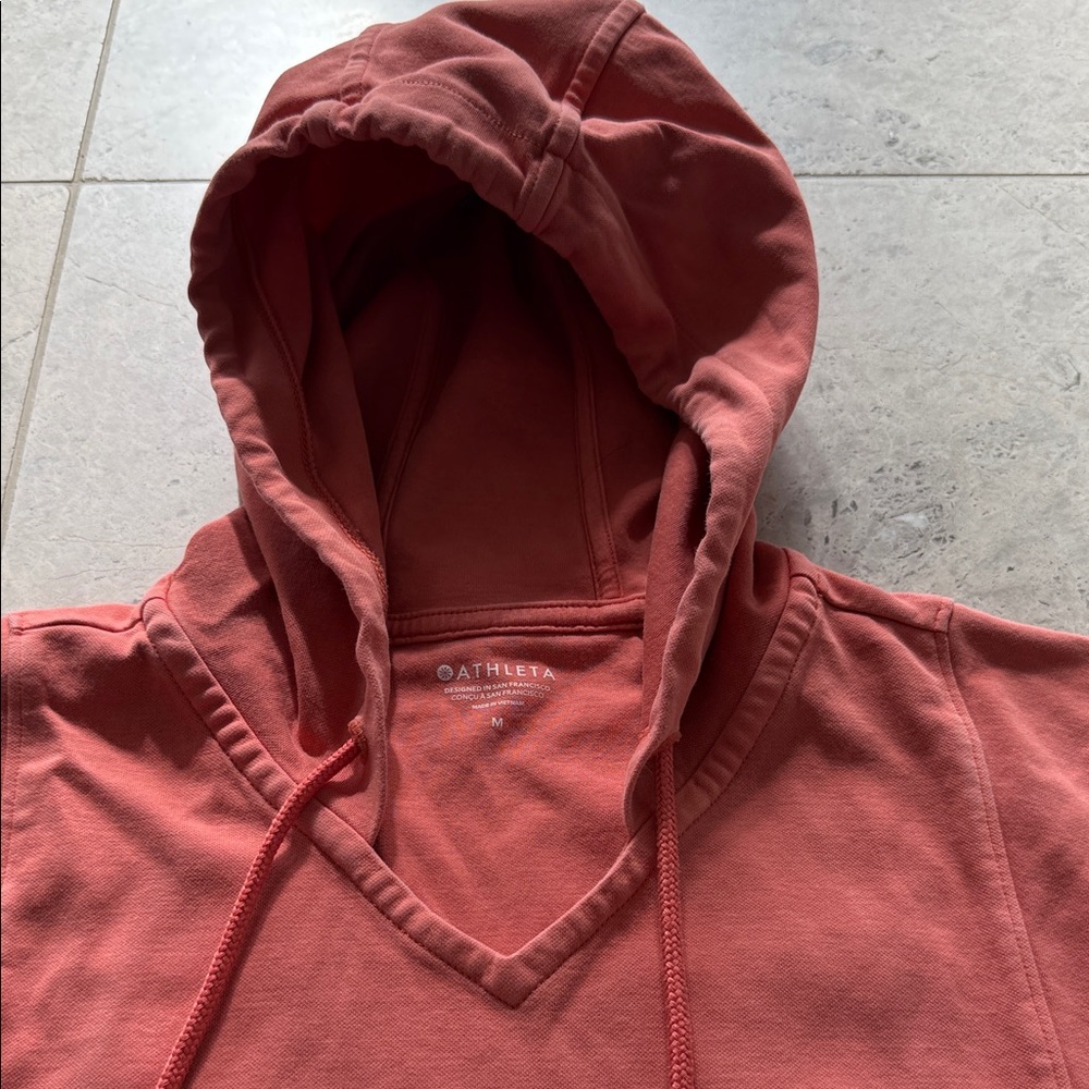 Athleta Women’s  Warm Coral V Neck Hoodie - Picture 3 of 12